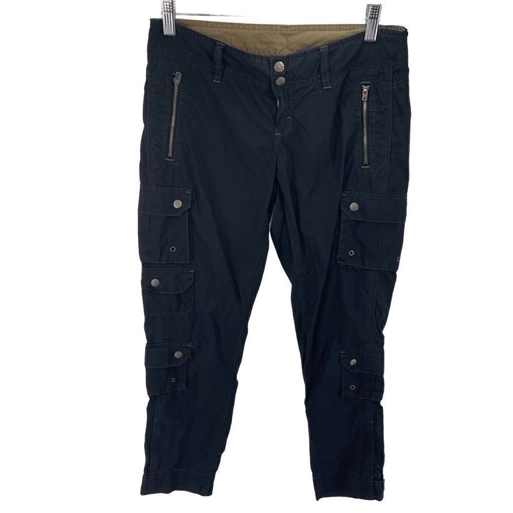 Athleta Women's Pack It Cargo Pants Zip Pockets Snaps Belt Loops Black Size 2P